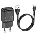 Сетевое зарядное устройство Hoco C96A, 1 USB, 2.1 А, кабель Micro USB -USB, 1 м, чёрное 9881719 - фото 16800687