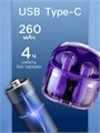 Наушники беспроводные K20, TWS, вкладыши, BT 5.0, 35/260 мАч, прозрачные, фиолетовые 10856938 - фото 16806871
