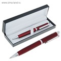 Ручка подарочная, шариковая "Эспрессо" в кожзам футляре, поворотная, бордовый/серебристый 240553 - фото 16849480