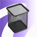 Стакан для ручек, квадратный, металлическая сетка, чёрный 548707 - фото 16850363