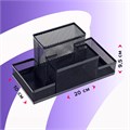Подставка для канцелярских мелочей, 4 отделения, чёрная сетка 548717 - фото 16850387
