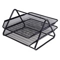 Лоток для бумаг горизонтальный, 2 отделения, в сетку, чёрный 548731 - фото 16850412