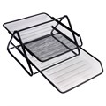 Лоток для бумаг горизонтальный, 2 отделения, в сетку, чёрный 548731 - фото 16850414