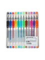 Набор гелевых ручек, 12 цветов, с блестками, с резиновым держателем, в пластиковой коробке 640994 - фото 16851476