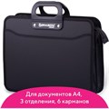 Портфель пластиковый А4 BRAUBERG, 3 отделения, 390 х 315 х 120 мм, на молнии, чёрный 1929832 - фото 16859446