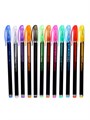 Набор гелевых ручек, 12 цветов, корпус чёрный в полоску в стержень, в блистере на кнопке 2415371 - фото 16862230