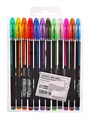 Набор гелевых ручек, 12 цветов, корпус чёрный в полоску в стержень, в блистере на кнопке 2415371 - фото 16862235