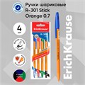 Набор ручек шариковых 4 цвета R-301 Orange Stick, узел 0.7 мм, чернила: синие, чёрные, красные, зелёные, длина линии письма 2000 метров, европодвес 3511815 - фото 16866238