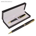 Ручка подарочная шариковая Calligrata, в кожзам футляре, поворотная Черная с золотом 3590821 - фото 16868508