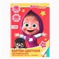 Картон цветной, А4, 10 листов, 10 цветов, мелованный, односторонний, в папке, 240 г/м², Маша и Медведь 4378001 - фото 16872961