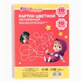 Картон цветной, А4, 10 листов, 10 цветов, мелованный, односторонний, в папке, 240 г/м², Маша и Медведь 4378001 - фото 16872962