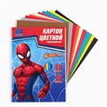 Картон цветной, А4, 10 листов, 10 цветов, немелованный, односторонний, в папке, 220 г/м², Человек-паук 4979434 - фото 16879937