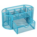 Подставка для канцелярских мелочей 9 отделений, сетка металл, голубая 5117886 - фото 16880473
