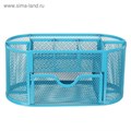 Подставка для канцелярских мелочей 9 отделений, сетка металл, голубая 5117886 - фото 16880475