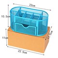 Подставка для канцелярских мелочей 9 отделений, сетка металл, голубая 5117886 - фото 16880477