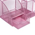 Подставка для канцелярских мелочей 7 отделений, сетка металл, розовая 5117889 - фото 16880484