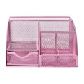 Подставка для канцелярских мелочей 7 отделений, сетка металл, розовая 5117889 - фото 16880485