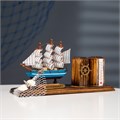 Набор настольный "Корабль" с двумя карандашницами и термометром 25*8*16см 5285439 - фото 16881479