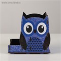 Подставка для канцелярии деревянная "Совушка, подмигивает", с принтом, синяя 5697818 - фото 16881829