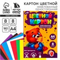 Картон цветной А4, 8 листов 8 цветов немелованный односторонний «1 сентября:Медвежонок» в папке плотность 180 г/м 9454715 - фото 16907409