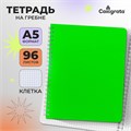 Тетрадь на гребне A5 96 листов в клетку Calligrata Зелёная, пластиковая обложка, блок офсет 9253718 - фото 16910423