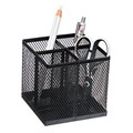 Стакан для пишущих принадлежностей Calligrata, 4 отделения, квадратный, сетка, металлический, чёрный 9930888 - фото 16924801