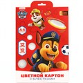 Картон цветной с блёстками, А4, 12 листов, 12 цветов, немелованный, двусторонний, в папке, 250 г/м², Щенячий патруль 10026323 - фото 16925336