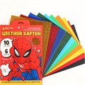 Картон цветной гофрированный, А4, 10 листов, 10 цветов, немелованный, двусторонний, в папке, 230 г/м², Человек-паук 10026337 - фото 16925359