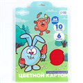Картон цветной гофрированный, А4, 10 листов, 10 цветов, немелованный, двусторонний, в папке, 230 г/м², Смешарики 10026344 - фото 16925392