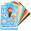Картон цветной с блёстками, А4, 8 листов, 8 цветов, немелованный, двусторонний, в папке, 250 г/м², Холодное сердце 10026331 - фото 16933788