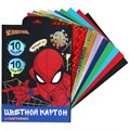 Картон цветной с голографией, А4, 10 листов, 10 цветов, немелованный, двусторонний, в папке, 250 г/м², Человек-паук 10026335 - фото 16933816