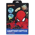 Картон цветной с голографией, А4, 10 листов, 10 цветов, немелованный, двусторонний, в папке, 250 г/м², Человек-паук 10026335 - фото 16933818