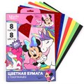 Набор цветной бумаги с голографией А4, 8 листов, 8 цветов, 80г/м2, Минни Маус и Единорог 10021264 - фото 16935641