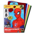 Набор цветной бумаги с голографией А4, 8 листов, 8 цветов, 80г/м2, Человек-Паук 10021265 - фото 16935647