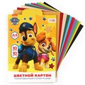 Картон цветной с блёстками, А4, 10 листов, 10 цветов, немелованный, двусторонний, в папке, 250 г/м², Щенячий патруль 10026326 - фото 16935659