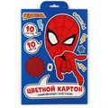 Картон цветной с блёстками, А4, 10 листов, 10 цветов, немелованный, двусторонний, в папке, 250 г/м², Человек-паук 10026328 - фото 16935674