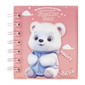 Записная книжка подарочная на гребне 80л,линия, цветной блок,обложка ПВХ 3D Мишка(10х10,5см)   10539 10539917 - фото 16939199