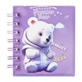 Записная книжка подарочная на гребне 80л,линия, цветной блок,обложка ПВХ 3D Мишка(10х10,5см)   10539 10539918 - фото 16939207