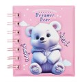 Записная книжка подарочная на гребне 80л,линия, цветной блок,обложка ПВХ 3D Мишка(10х10,5см)   10539 10539919 - фото 16939215