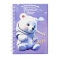 Записная книжка подарочная на гребне 80л,линия, цветной блок,обложка ПВХ 3D Мишка(17,6х13,5см)   105 10539923 - фото 16939238