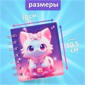 Записная книжка подарочная на гребне 80л,линия, цветной блок,обложка ПВХ 3D Кошка(10х10,5см)   10539 10539926 - фото 16939258
