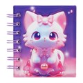 Записная книжка подарочная на гребне 80л,линия, цветной блок,обложка ПВХ 3D Кошка(10х10,5см)   10539 10539926 - фото 16939259