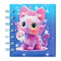 Записная книжка подарочная на гребне 80л,линия, цветной блок,обложка ПВХ 3D Кошка(10х10,5см)   10539 10539928 - фото 16939275