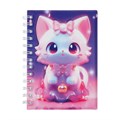 Записная книжка подарочная на гребне 80л,линия, цветной блок,обложка ПВХ 3D Кошка(17,6х13,5см)   105 10539932 - фото 16939298