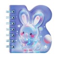 Записная книжка подарочная на гребне 80л,линия, цветной блок,обложка ПВХ 3D Зайка(10х10,5см)   10539 10539936 - фото 16939327