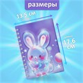 Записная книжка подарочная на гребне 80л,линия, цветной блок,обложка ПВХ 3D Зайка(17,6х13,5см)   105 10539939 - фото 16939350