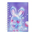 Записная книжка подарочная на гребне 80л,линия, цветной блок,обложка ПВХ 3D Зайка(17,6х13,5см)   105 10539939 - фото 16939351