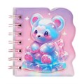 Записная книжка подарочная на гребне 80л,линия, цветной блок,обложка ПВХ 3D Мишка(10х10,5см)   10539 10539944 - фото 16939372