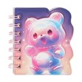 Записная книжка подарочная на гребне 80л,линия, цветной блок,обложка ПВХ 3D Мишка(10х10,5см)   10539 10539947 - фото 16939388
