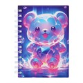 Записная книжка подарочная на гребне 80л,линия, цветной блок,обложка ПВХ 3D Мишка(17,6х13,5см)   105 10539949 - фото 16939403